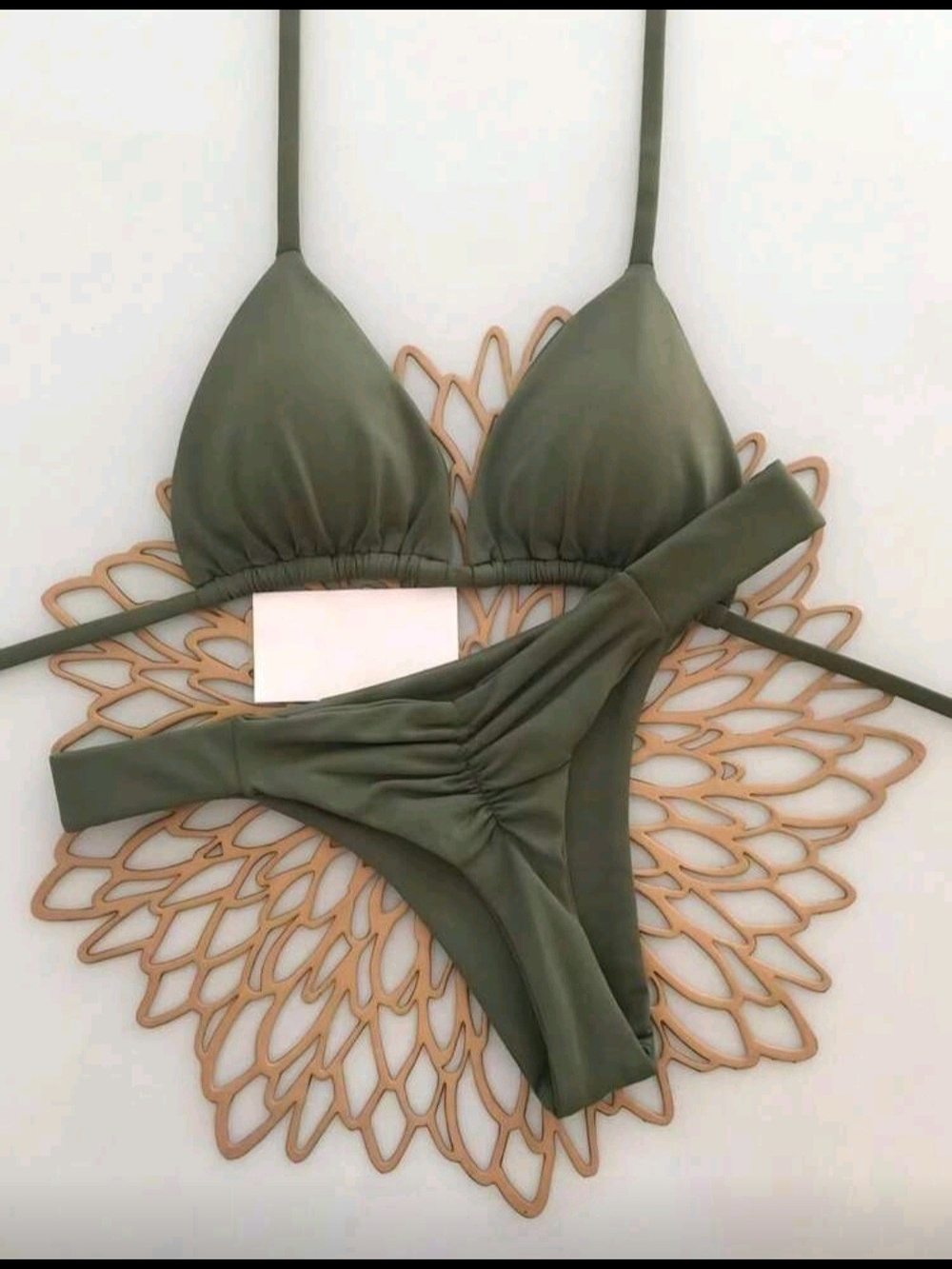SHEIN Olive Green Triangle Bikini Set